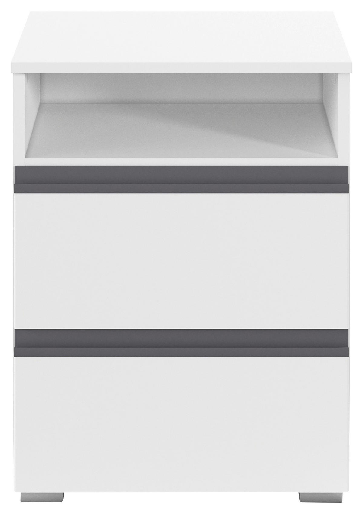 NOČNA OMARICA, bela  - siva/bela, Trend, umetna masa/leseni material (47/62/42cm) - Xora
