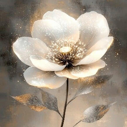 Euroart Glasbild White Flowers On Gray VI Mehrfarbig 20x20x1.4 cm