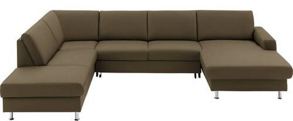 WOHNLANDSCHAFT in Echtleder Grün  - Alufarben/Grün, Design, Leder/Metall (233/339/165cm) - Beldomo Premium