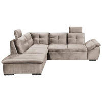 ECKSOFA in Mikrovelours Creme  - Creme/Schwarz, Konventionell, Kunststoff/Textil (217/265cm) - Carryhome