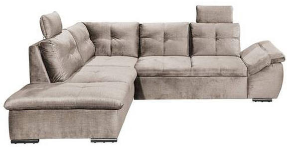 ECKSOFA in Mikrovelours Creme - Creme/Schwarz, KONVENTIONELL, Kunststoff/Textil (217/265cm) - Carryhome