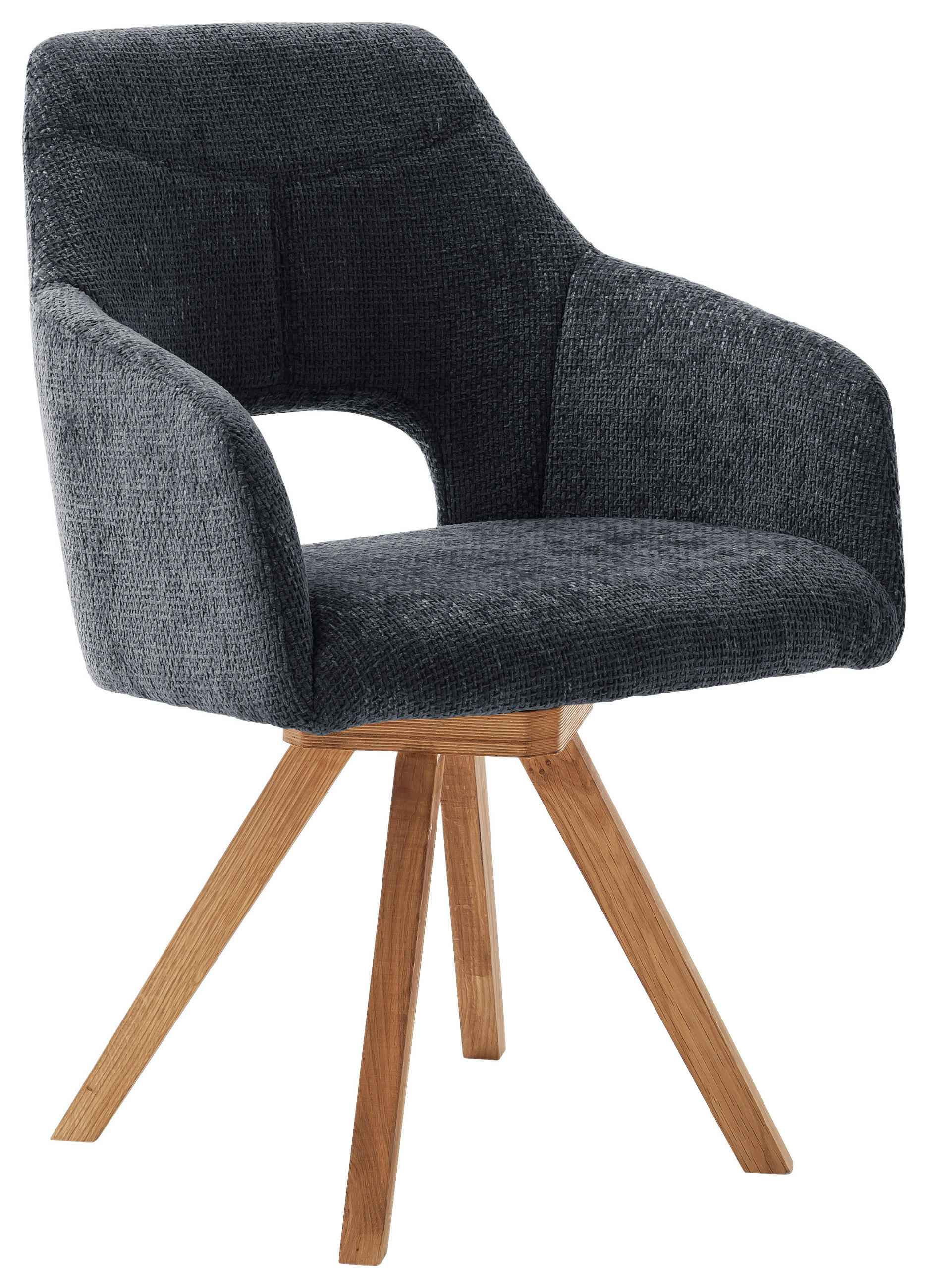 ARMLEHNSTUHL drehbar in Mikrofaser - Wildeiche/Schwarz, Design, Holz/Textil (57/84/57cm) - Voleo