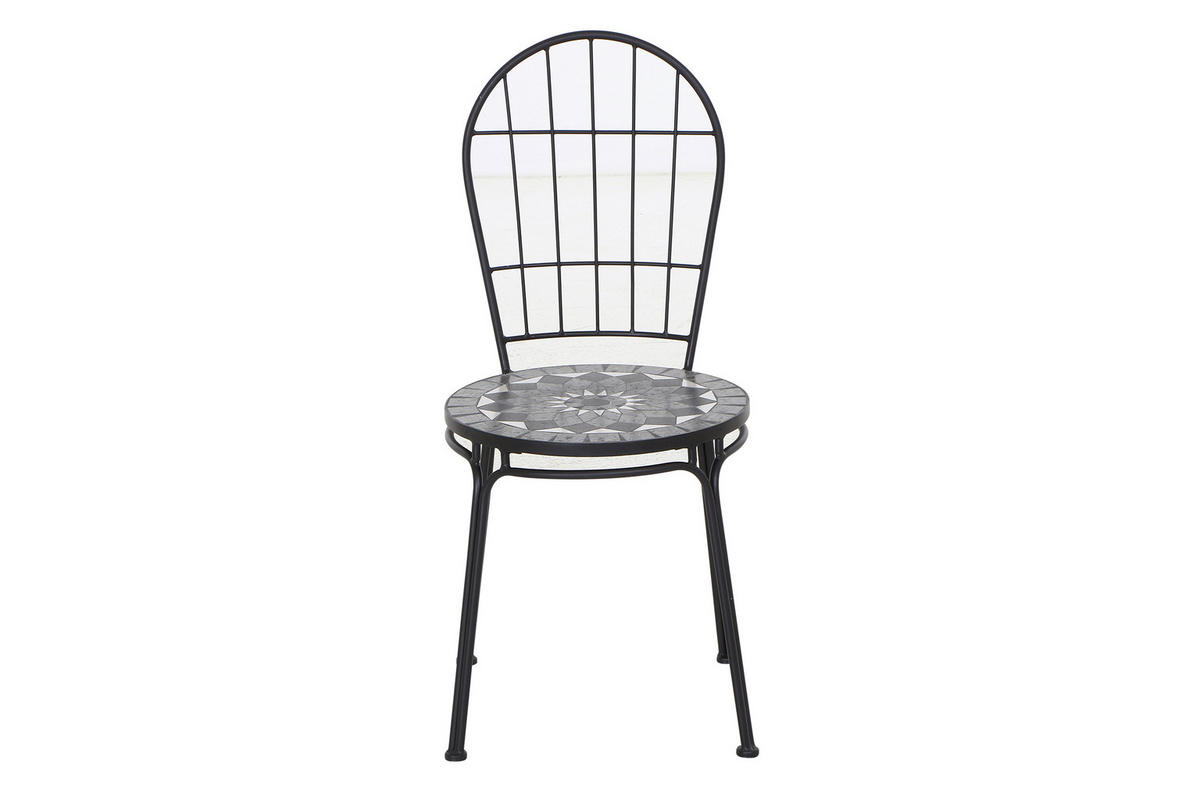 STAPELSTUHL in Metall, Keramik Schwarz  - Schwarz, KONVENTIONELL, Keramik/Metall (43/93,5/49cm) - Siena Garden