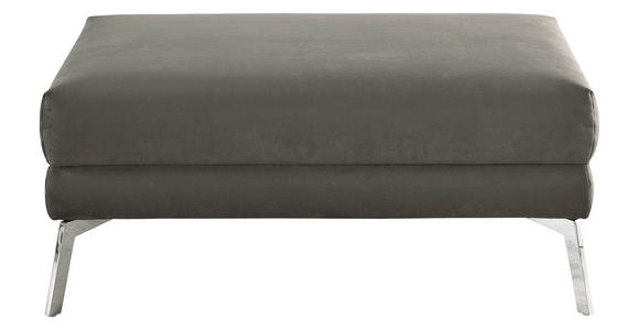 HOCKER in Textil Graphitfarben  - Chromfarben/Graphitfarben, Design, Textil/Metall (109/44/74cm) - Dieter Knoll