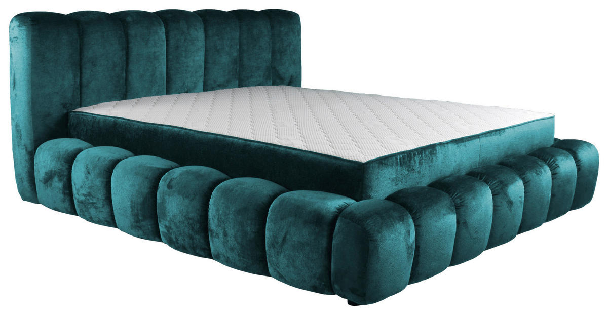 POLSTERBETT 160/200 cm  in Petrol  - Petrol/Schwarz, Trend, Kunststoff/Textil (160/200cm) - Esposa