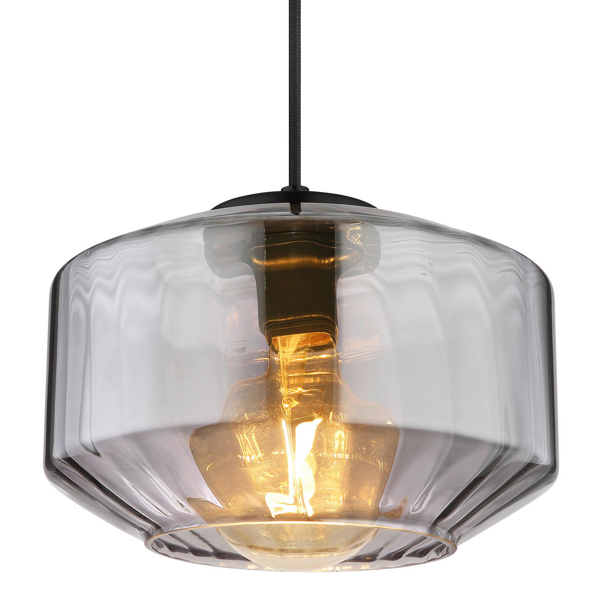 HÄNGELEUCHTE 24/120 cm    - Schwarz, Design, Glas/Metall (24/120cm) - Globo