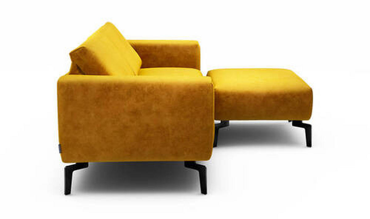2,5-Sitzer inkl. Hocker in Samt Gelb  - Gelb/Schwarz, Design, Textil/Metall (220/86/86-94cm) - SENSOO