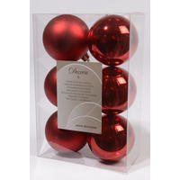 Set De Globuri De Crăciun - roșu, Basics, plastic (8cm) - X-Mas