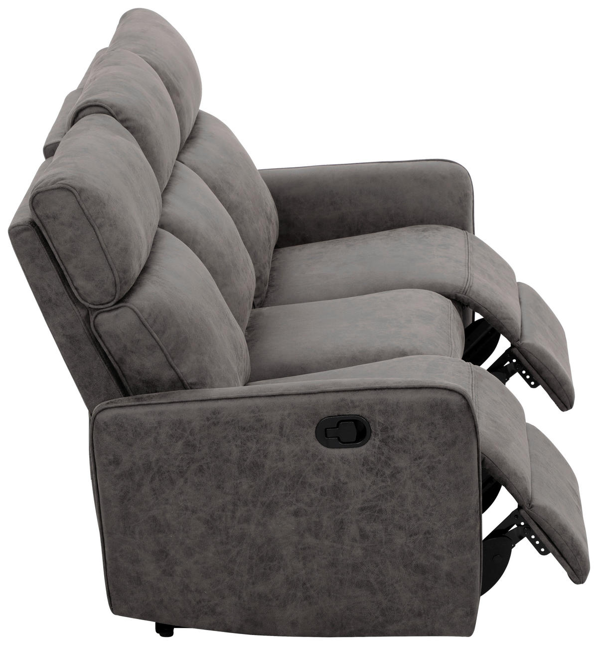 3-SITZER-SOFA Mikrofaser Grau  - Schwarz/Grau, Design, Holz/Kunststoff (185/105/93cm) - Livetastic