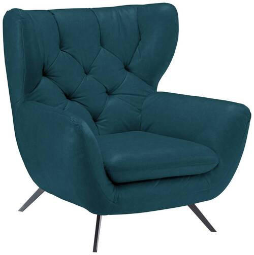 CHESTERFIELD-SESSEL - Petrol/Schwarz, Design, Textil/Metall (100/106/95cm) - Pure Home Lifestyle