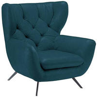 CHESTERFIELD-SESSEL - Petrol/Schwarz, Design, Textil/Metall (100/106/95cm) - Pure Home Lifestyle