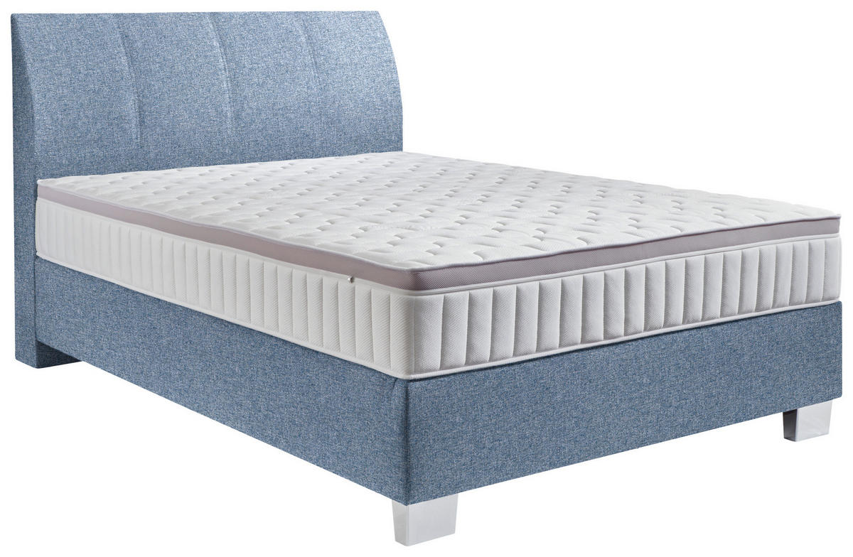 BOXSPRINGBETT 140/200 cm  in Blau  - Chromfarben/Blau, Konventionell, Kunststoff/Textil (140/200cm) - Hom`in