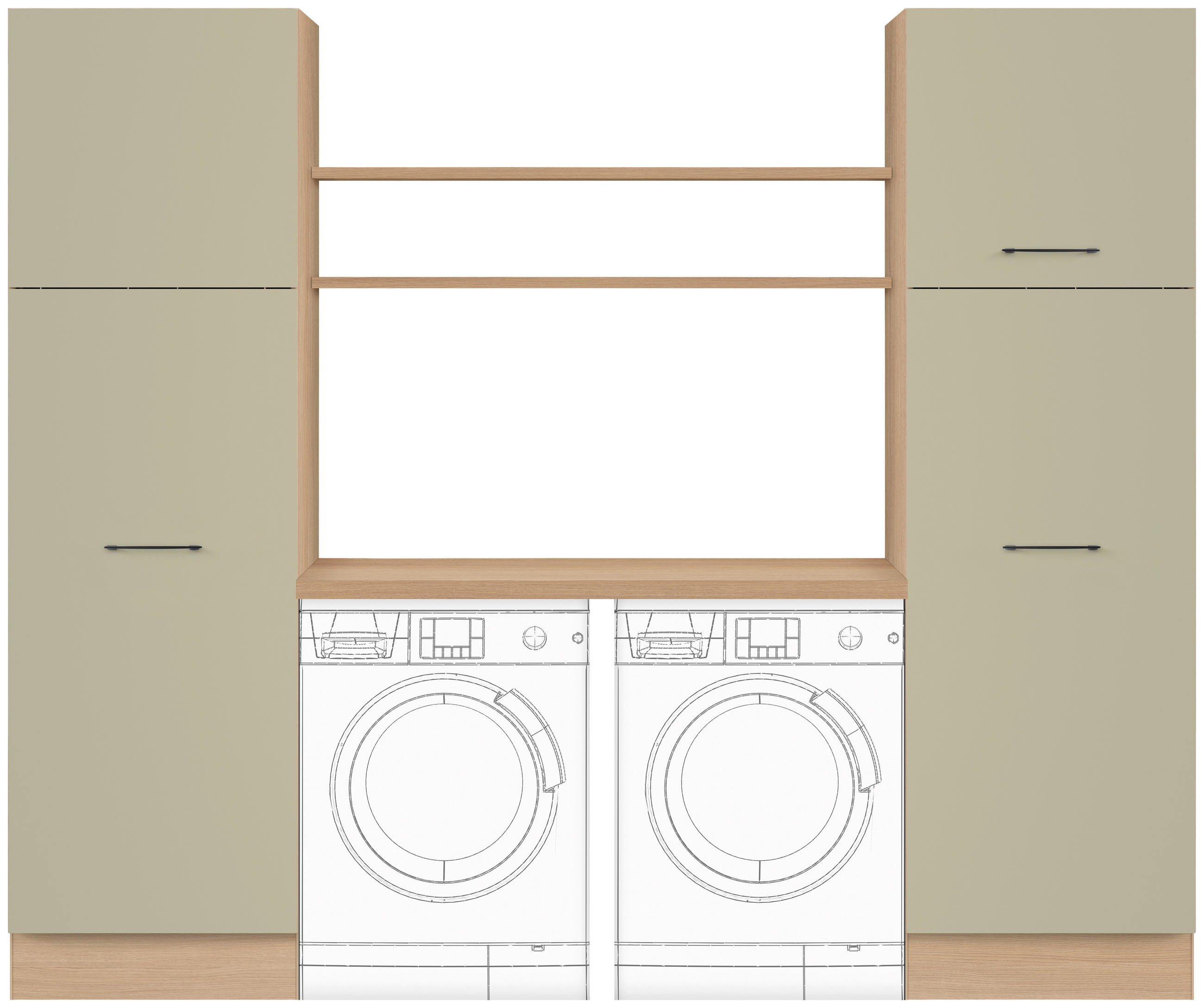 HAUSWIRTSCHAFTSRAUM Eichefarben, Salbeigrün  - Eichefarben/Salbeigrün, Basics, Holzwerkstoff (245cm) - Impuls