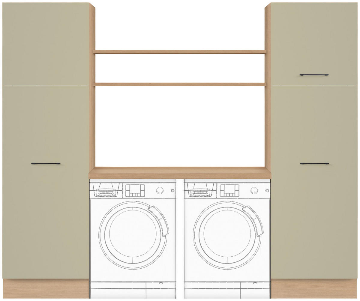 HAUSWIRTSCHAFTSRAUM  in Eichefarben, Salbeigrün  - Eichefarben/Salbeigrün, Basics, Holzwerkstoff (245cm) - Impuls