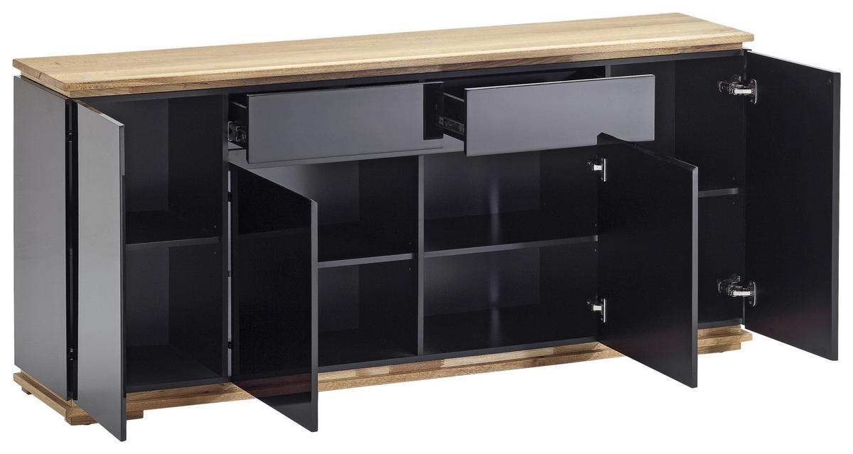 SIDEBOARD Chiaro  in 182/81/40 cm  - Eichefarben/Schwarz, Design, Holz/Holzwerkstoff (182/81/40cm)