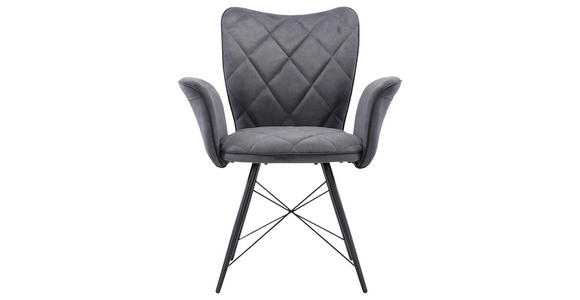ARMLEHNSTUHL in Webstoff - Schwarz/Grau, Design, Textil/Metall (72/89/62cm) - Hom`in