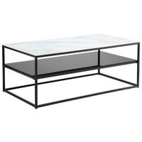 COUCHTISCH in Metall, Glas 110/60/43 cm  - Schwarz/Weiß, Design, Glas/Metall (110/60/43cm) - Livetastic