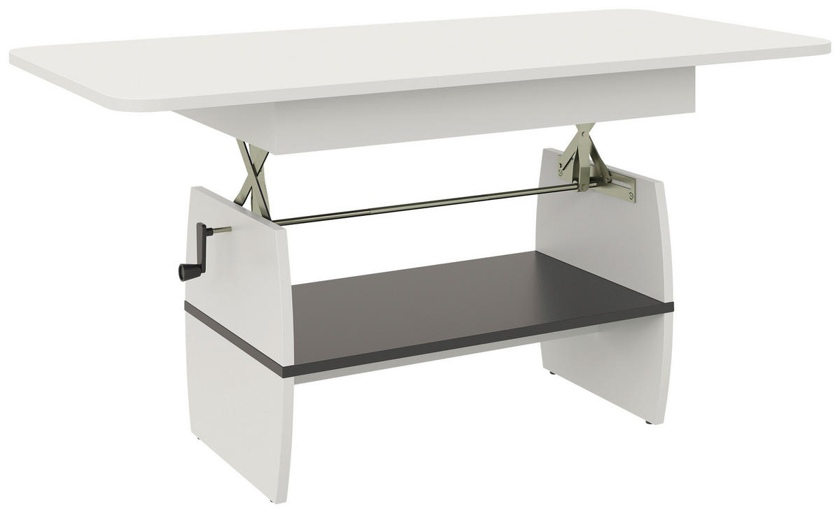 COUCHTISCH 95-125/60/51,5-61,5 cm Weiß  - Weiß, KONVENTIONELL, Holzwerkstoff (95-125/60/51,5-61,5cm) - Xora