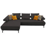 ECKSOFA in Echtleder Grau  - Schwarz/Grau, Design, Leder/Metall (224/305cm) - Dieter Knoll