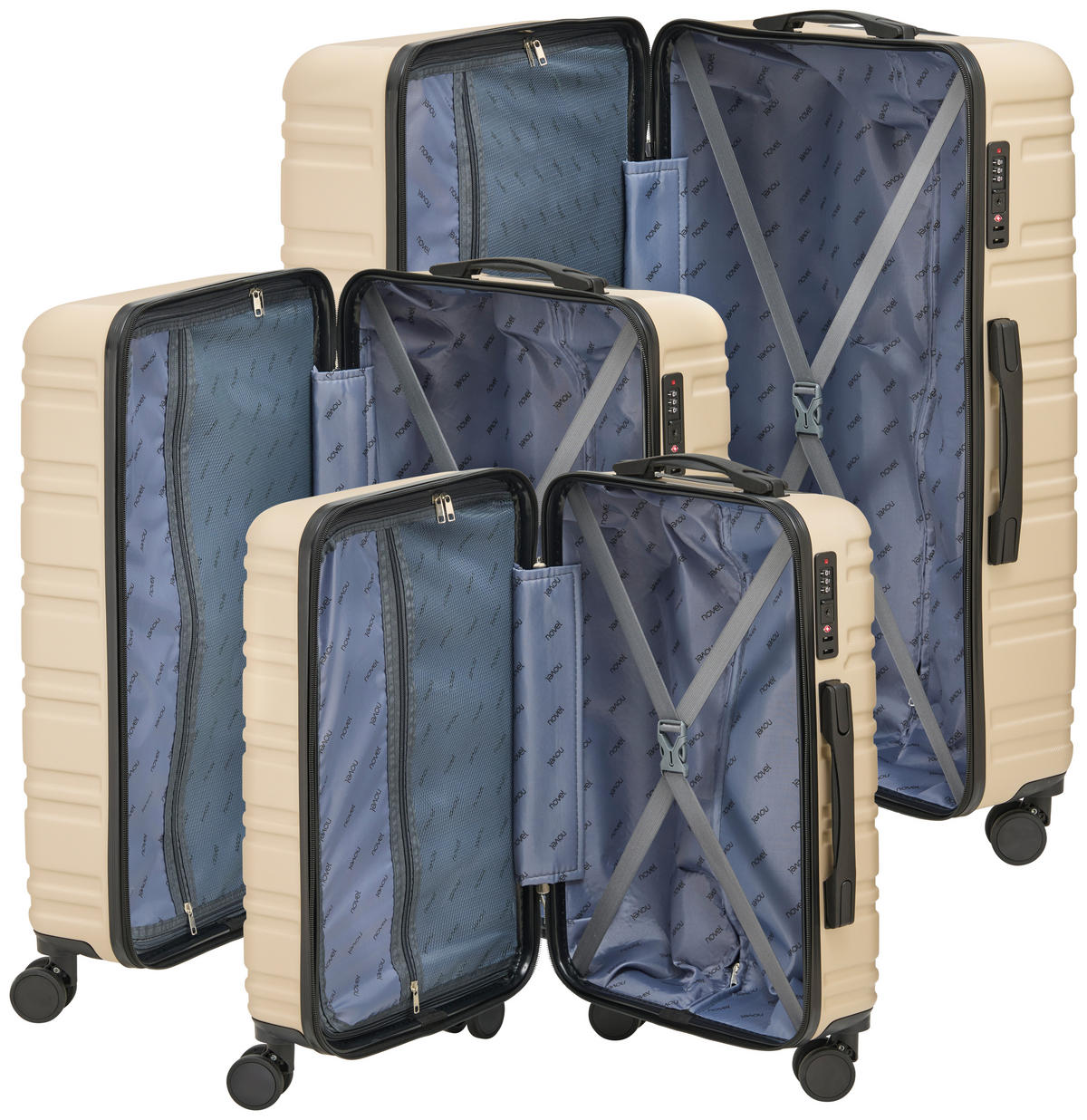 REISEKOFFERSET Champagner 3-teilig  - Champagner, Basics, Kunststoff/Textil - Novel