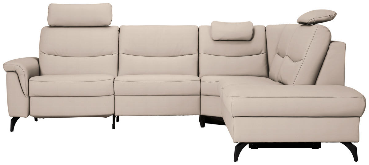 ECKSOFA in Echtleder Creme  280/249 cm  - Anthrazit/Creme, Design, Leder/Metall (280/249cm) - Himolla Komfortklass