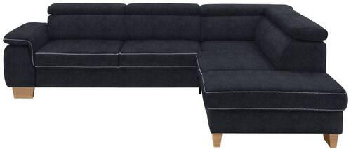 ECKSOFA in Mikrofaser Schwarz  - Eichefarben/Beige, Natur, Holz/Textil (273/226cm) - Beldomo System