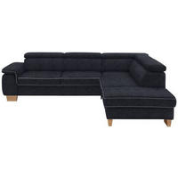 ECKSOFA in Mikrofaser Schwarz  - Eichefarben/Beige, Natur, Holz/Textil (273/226cm) - Beldomo System