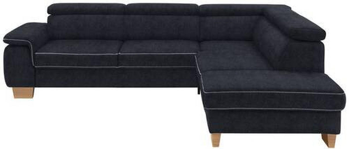 ECKSOFA in Mikrofaser Schwarz  - Eichefarben/Beige, Natur, Holz/Textil (273/226cm) - Beldomo System