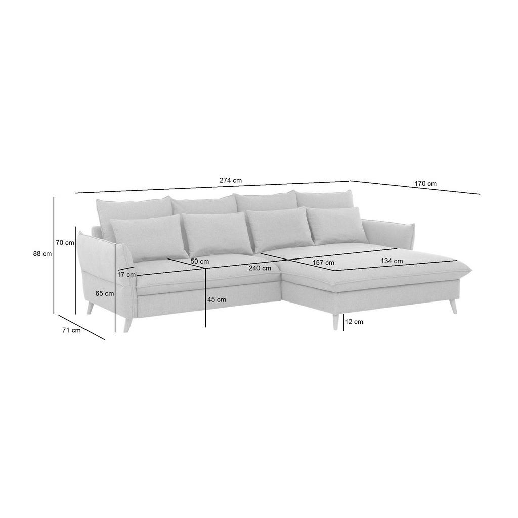 Thumbnail - Livetastic Ecksofa Walker, Grau, Textil, Buche, vollmassiv, 4-Sitzer, Füllung: Schaumstoffflocken,Schaumstoffflocken, Ot...