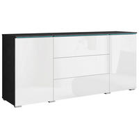 SIDEBOARD 150/67,9/39,5 cm  - vit högglans/grå, Basics, trämaterial/plast (150/67,9/39,5cm) - P & B
