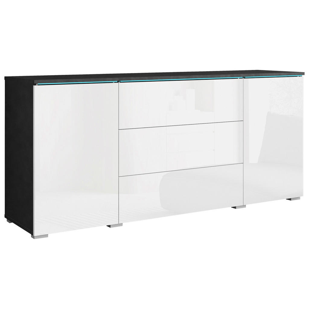 Sideboard mit Led 150cm Vera 150, Weiß Hochglanz