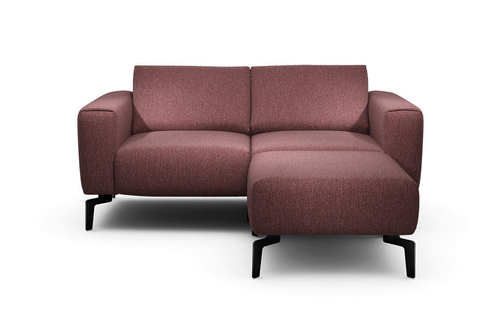 Zweisitzer inkl. Hocker Chenille Rot  - Rot/Schwarz, Design, Textil/Metall (180/86/86-94cm) - SENSOO