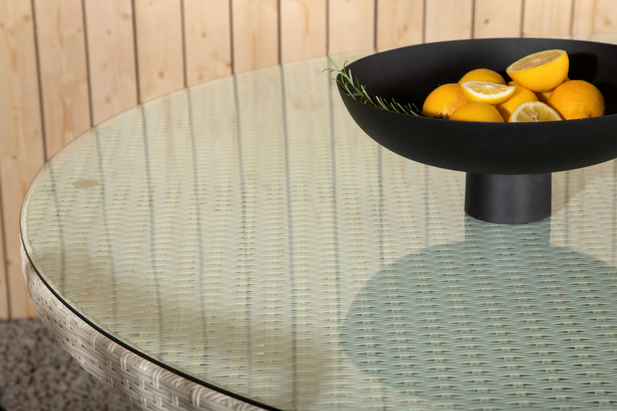 GARTENTISCH 150/150/74 cm Kunststoff rund  - Weiß, KONVENTIONELL, Glas/Kunststoff (150/150/74cm) - Gardenson