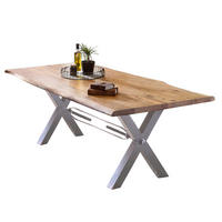 ESSTISCH 200/100/78 cm Echtholz  Holz, Metall rechteckig Naturfarben, Silberfarben  - Silberfarben/Naturfarben, MODERN, Holz/Metall (200/100/78cm) - MID.YOU