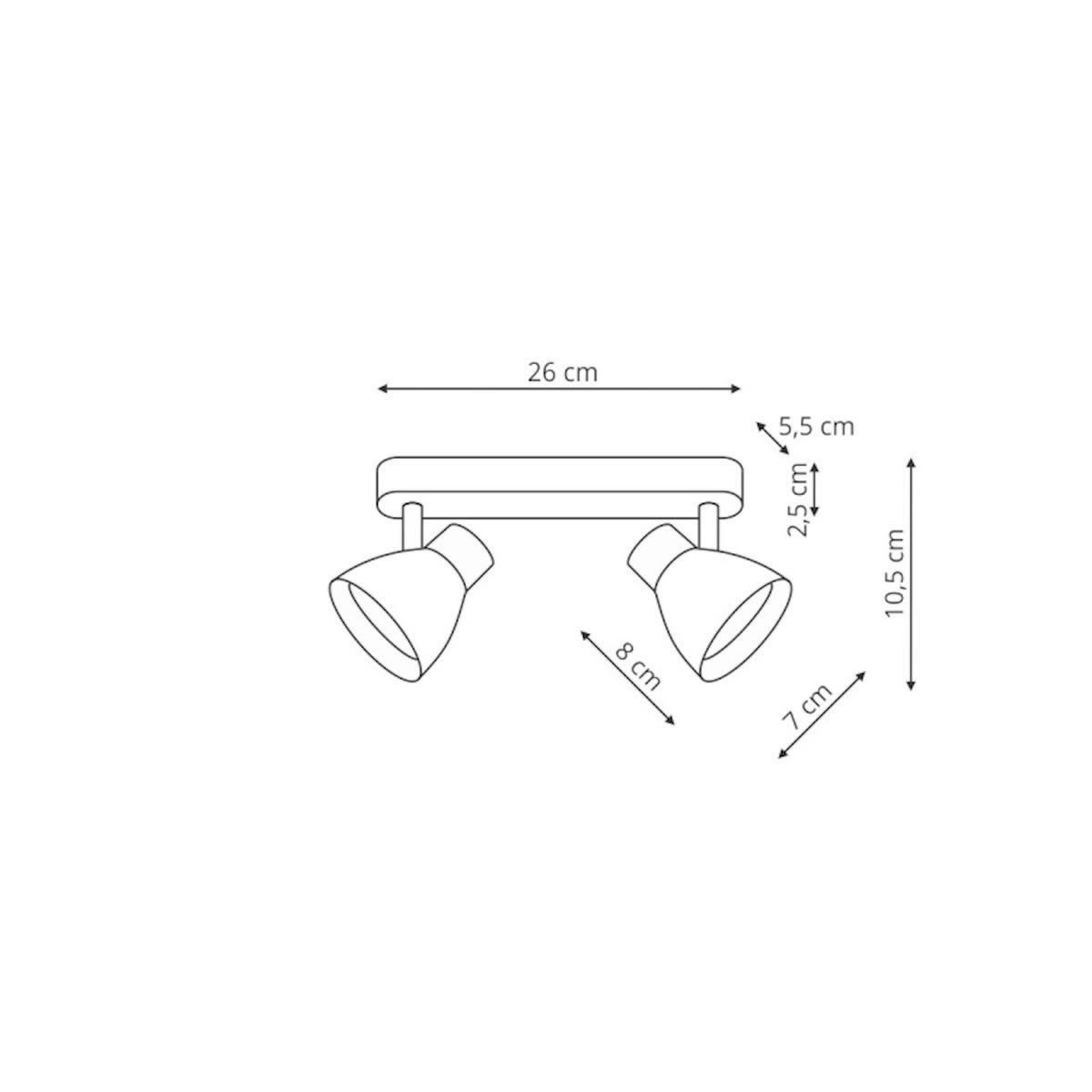 DECKENSTRAHLER Dravo 10.5/26/7 cm  - Schwarz, Design, Metall (10.5/26/7cm)