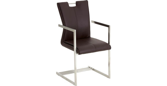 ARMLEHNSTUHL in Braun, Edelstahlfarben - Edelstahlfarben/Braun, Design, Textil/Metall (51/99/53cm) - Dieter Knoll