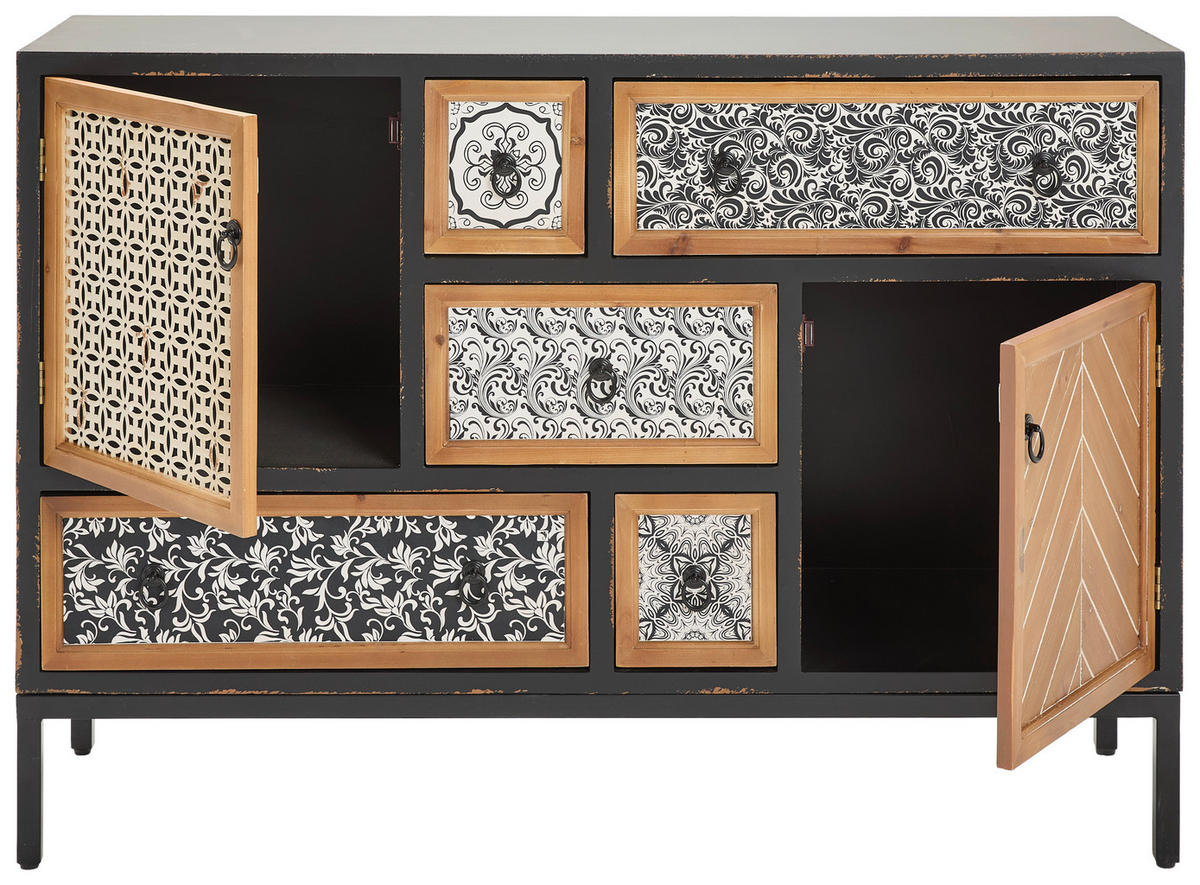 KOMMODE  in 120/84/38 cm  - Multicolor/Schwarz, ROMANTIK / LANDHAUS, Holz/Holzwerkstoff (120/84/38cm) - Landscape