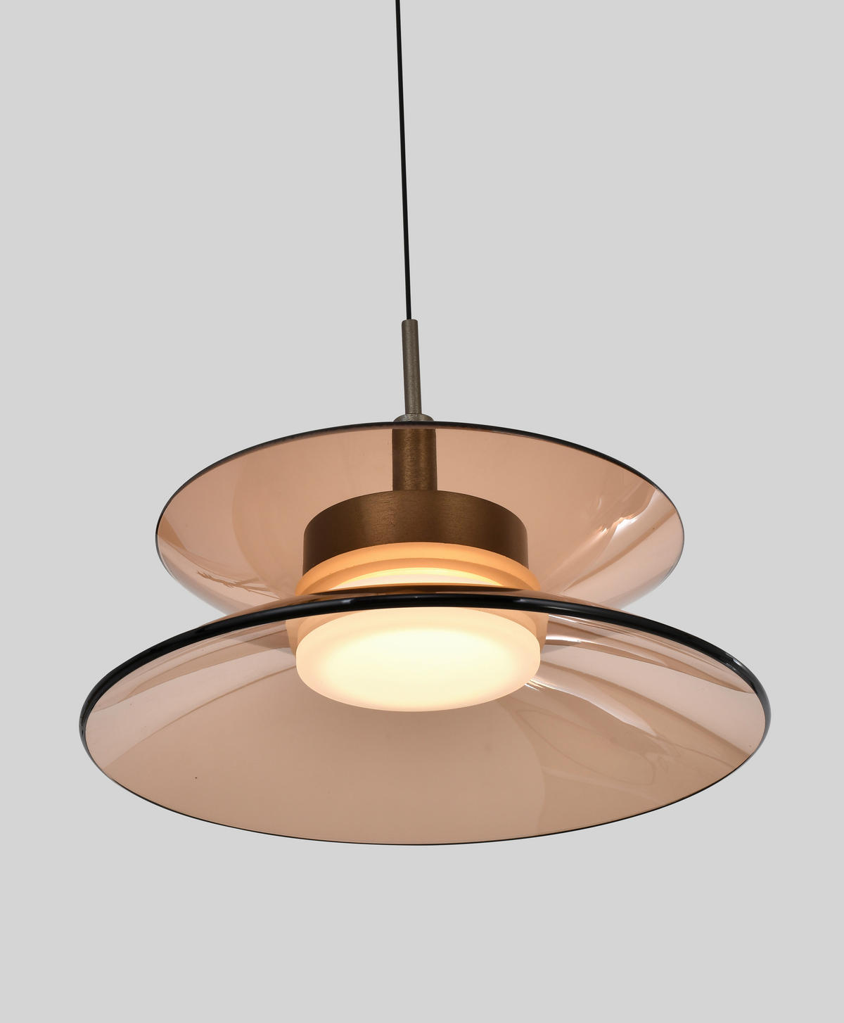 LED-HÄNGELEUCHTE Crema 96/150/22 cm  - Bronzefarben, Design, Glas/Metall (96/150/22cm)