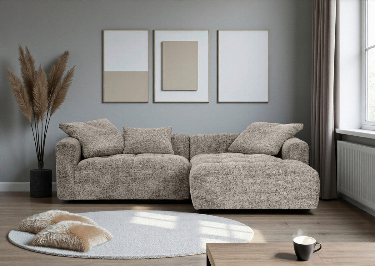 ECKSOFA Braun Chenille  - Schwarz/Braun, KONVENTIONELL, Kunststoff/Textil (276/170cm) - Carryhome