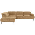 ECKSOFA Hellbraun Chenille Kopfteilverstellung, Sitztiefenverstellung  - Hellbraun/Schwarz, Design, Textil/Metall (243/307cm) - Xora
