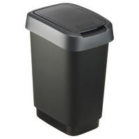 SZEMETESVÖDÖR 10 l  - fekete/sötétszürke, Basics, műanyag (24,8/18,1/33cm) - Rotho