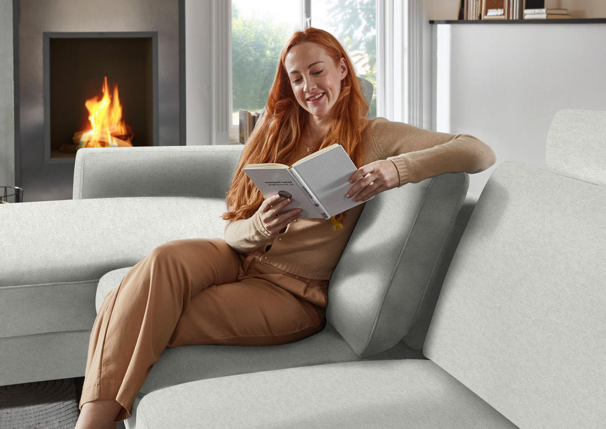 ECKSOFA Chenille, Flachgewebe Beige  - Beige/Schwarz, Design, Textil/Metall (175/316cm) - Dieter Knoll