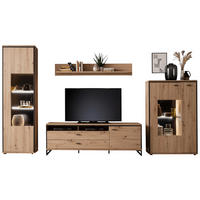 WOHNWAND  in Anthrazit, Eichefarben  359/210/50 cm  - Eichefarben/Anthrazit, Design, Glas/Holzwerkstoff (359/210/50cm) - MID.YOU