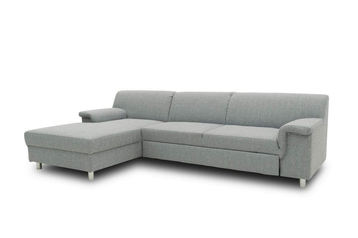 ECKSOFA Silberfarben Webstoff  - Chromfarben/Silberfarben, KONVENTIONELL, Textil/Metall (150/251cm) - MID.YOU