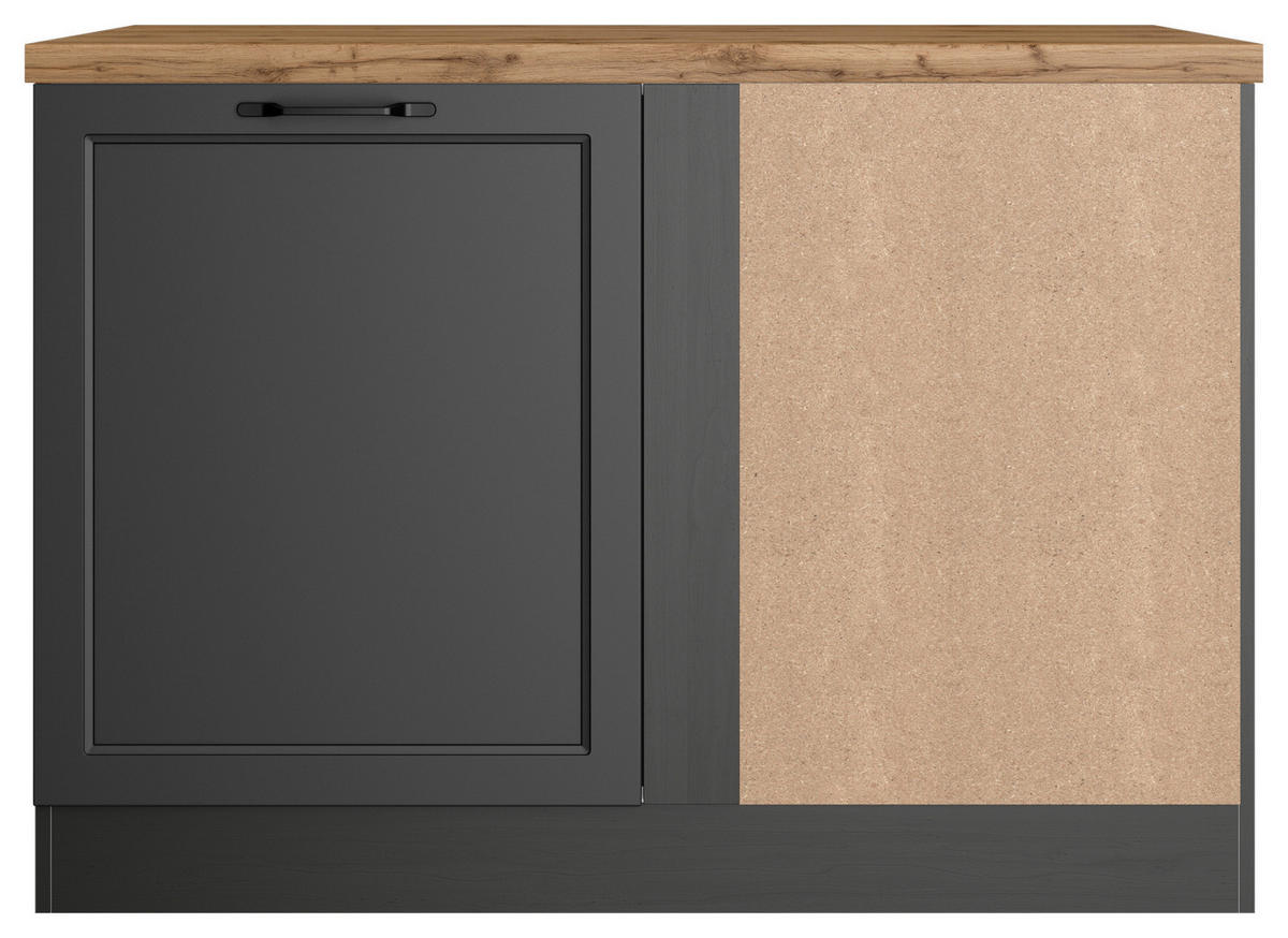 ECKUNTERSCHRANK 120/86/60 cm  in Grau, Eiche Wotan  - Eiche Wotan/Schwarz, LIFESTYLE, Holzwerkstoff/Metall (120/86/60cm) - Held