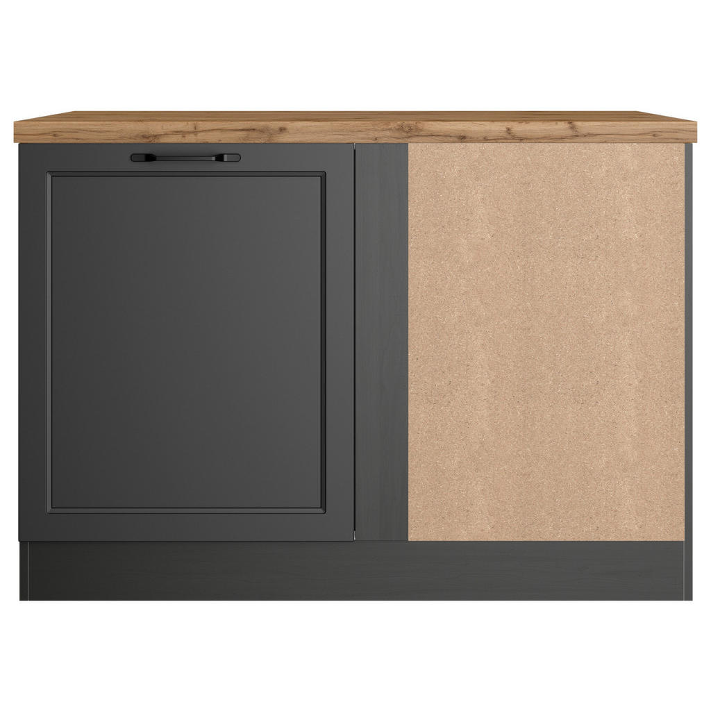 Thumbnail - Held Eckunterschrank, Grau, Eiche Wotan, Metall, 1 Fächer, seitenverkehrt montierbar, 120x86x60 cm, Made in Germany, Küc...