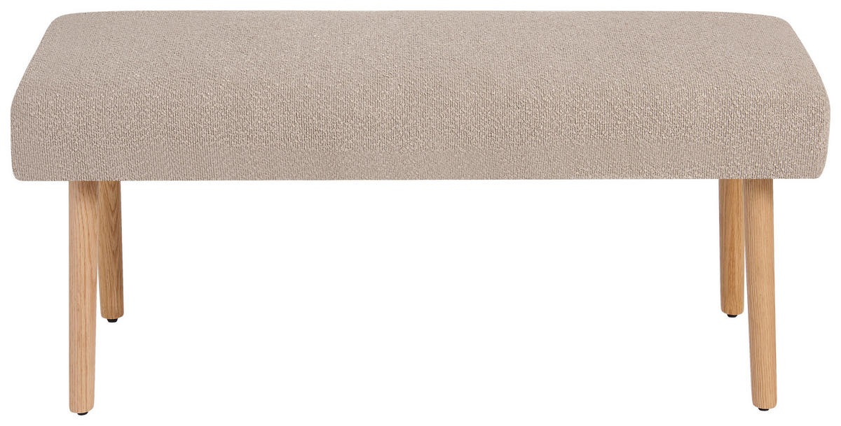 SITZBANK 98/42/40 cm Fleece Braun, Eichefarben Eiche massiv  - Eichefarben/Braun, KONVENTIONELL, Holz/Textil (98/42/40cm) - VanDerken