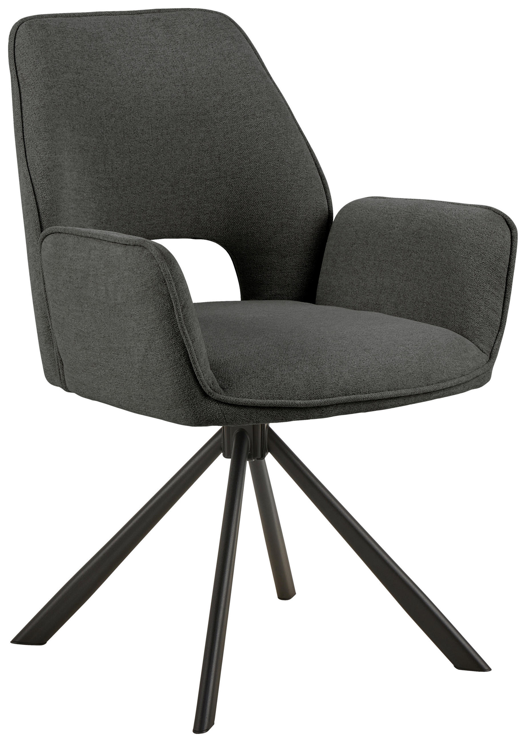 ARMLEHNSTUHL  in Stahl Flachgewebe  - Anthrazit/Schwarz, Design, Textil/Metall (60/85/63cm) - MID.YOU