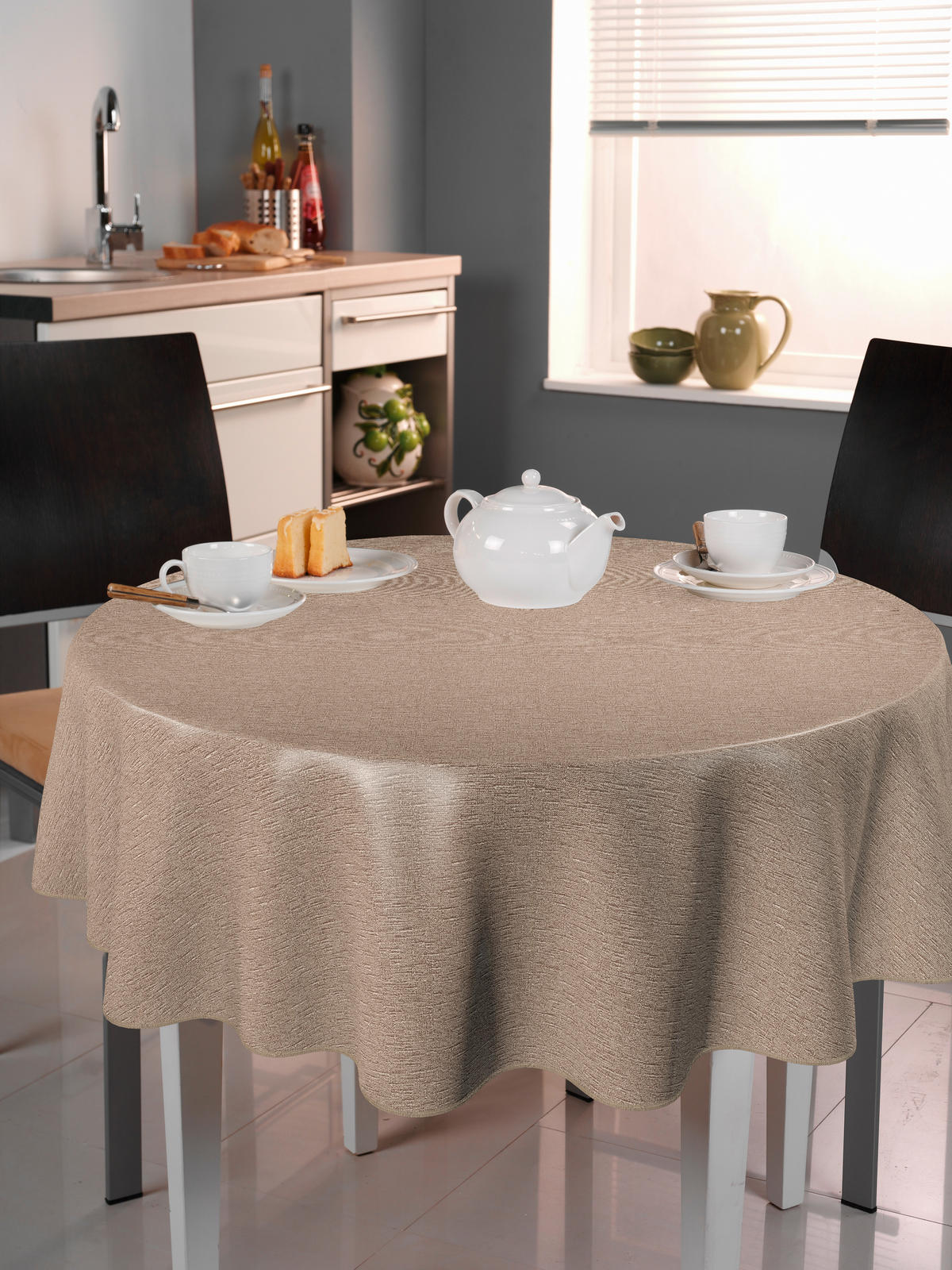 TISCHDECKE MILANO Textil Braun 140 cm  - Braun, Basics, Textil (140cm) - Peyer Syntex