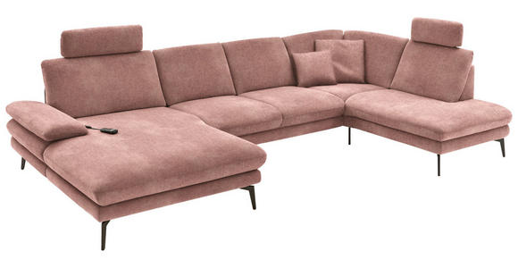 WOHNLANDSCHAFT in Velours Flieder - Flieder/Schwarz, Design, Textil/Metall (180/344/208cm) - Dieter Knoll